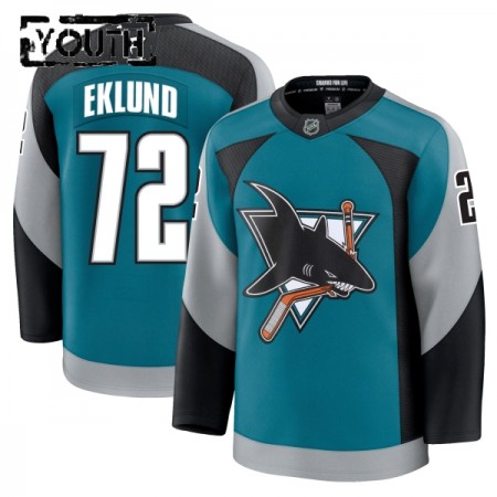 San Jose Sharks Dresy Fanatics Premium William Eklund 2025-26 Teal Třetí - Dětské San Jose Sharks Dresy Fanatics Premium William Eklund 2025-26 Teal Třetí - Dětské